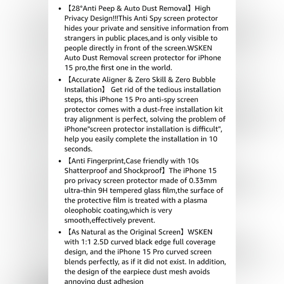 Wsken, Screen Protector 10 pk. Iphone 15 Pro - Picture 2 of 8